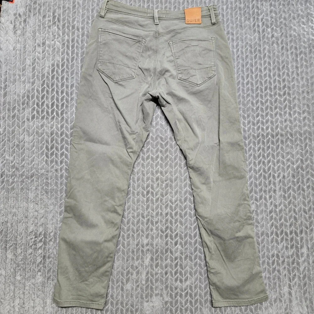 DU/ER No Sweat Pant Slim Fit Olive Green Performance Trousers 32x30 N2X